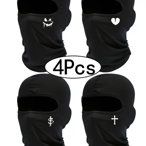 4Pcs-Unisex Dustproof Cycling Helmet Cover, Breathable Sun Protection Windproof Motorcycle Face Mask, Face Covering, All-Season Sporty Design, Outdoor Sports Mask, Outdoor Dustproof Mask, Full Balaclava