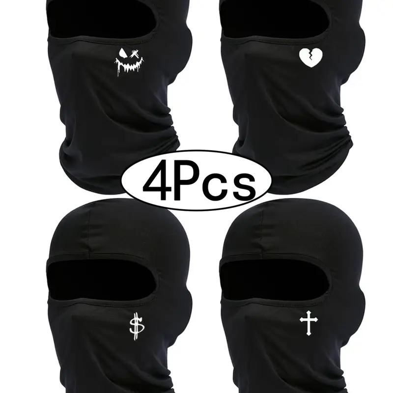4Pcs-Unisex Dustproof Cycling Helmet Cover, Breathable Sun Protection Windproof Motorcycle Face Mask, Face Covering, All-Season Sporty Design, Outdoor Sports Mask, Outdoor Dustproof Mask, Full Balaclava
