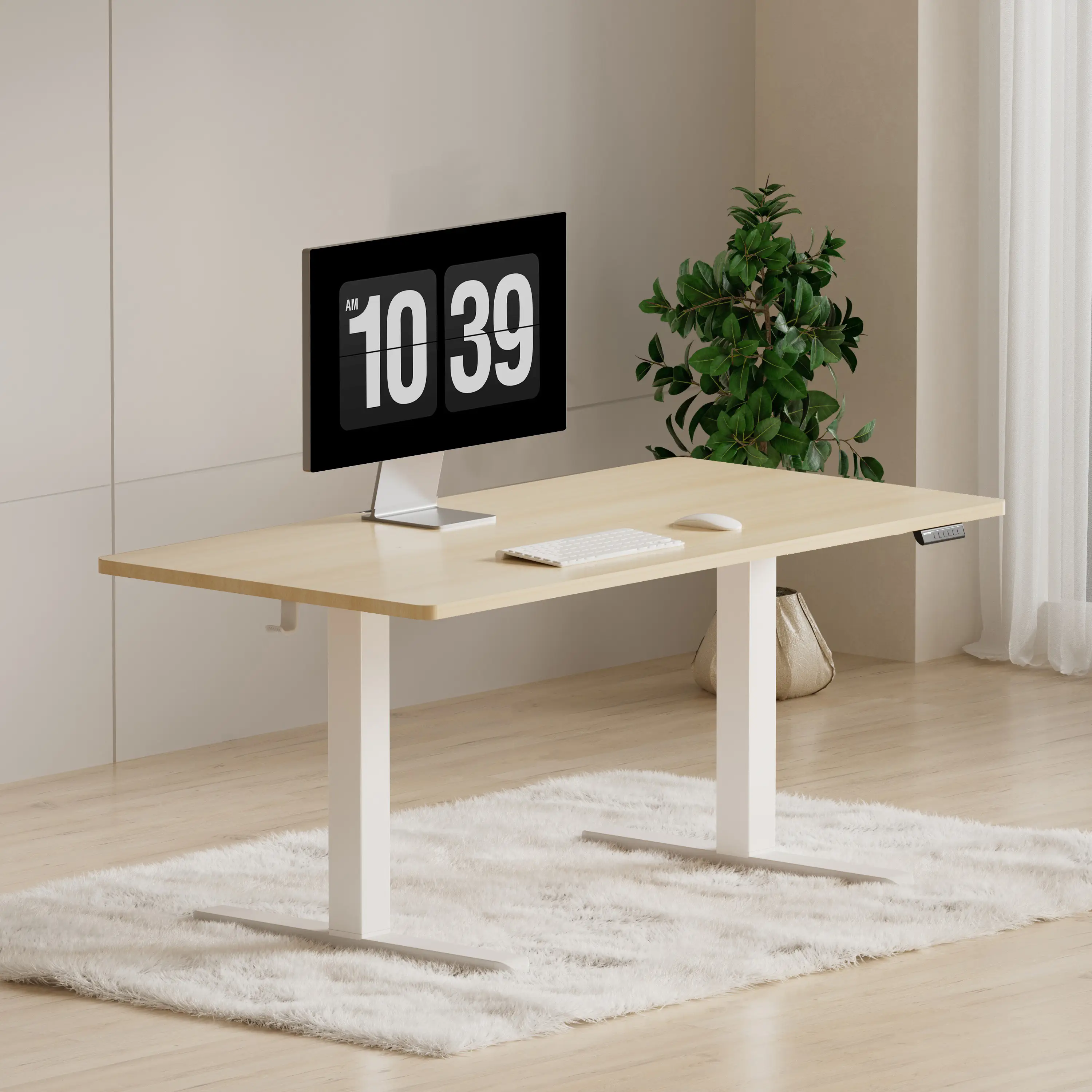 ErGear 55x27 Electric Standing Desk Height Adjustable Sit Stand Up with Memory Computer Home Office Features and Splice Board Grommet Base Table works