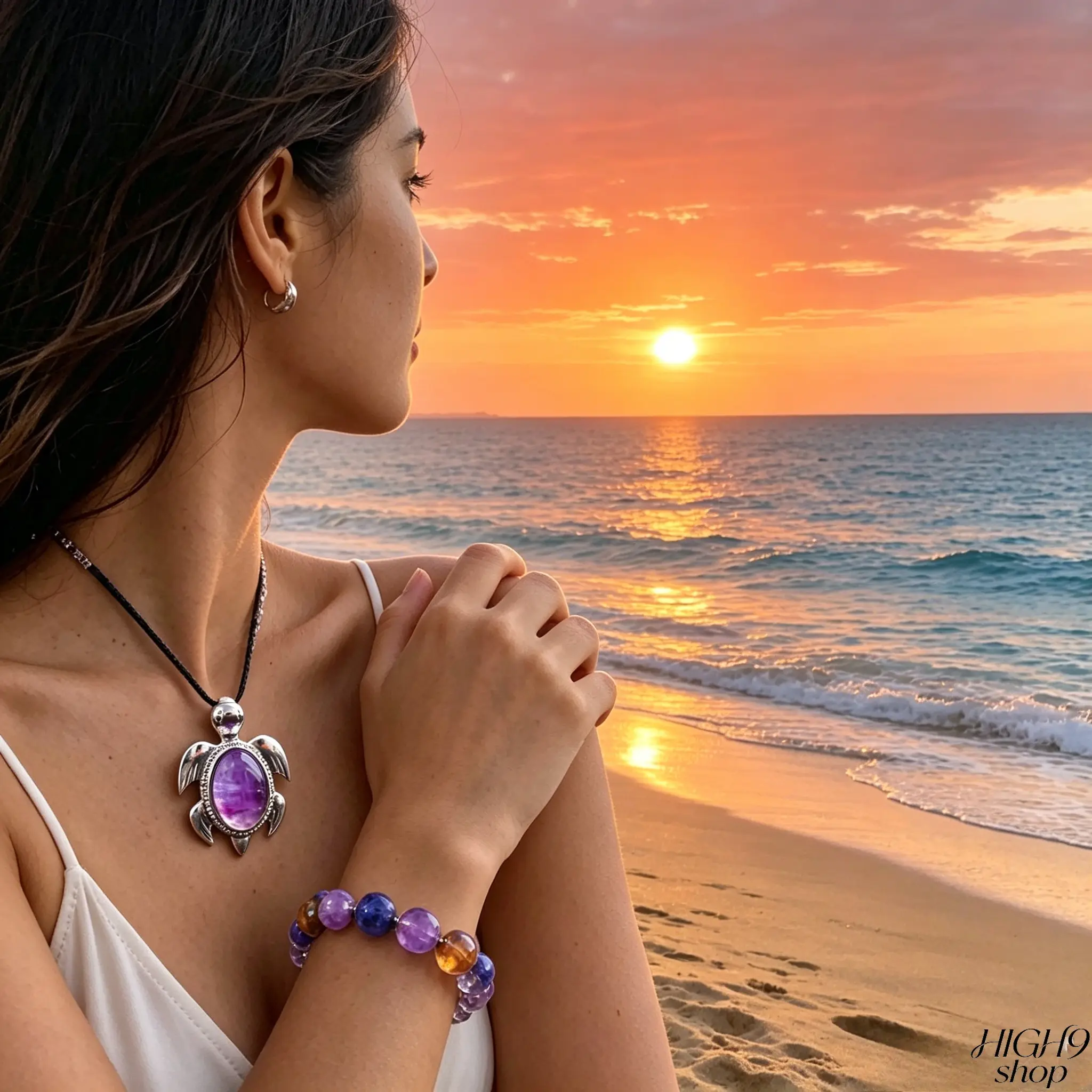 Women’s 2-Piece Crystal Jewelry Set, Anxiety Relief Stack Bracelet & Necklace with Natural Gem Beads, Energy Protection Spiritual Gift Includes Affirmation Card, Unisex Present for Mother’s Day
