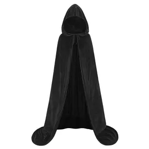 Adult Velvet Hooded Cape Halloween Christmas Cloak Vampire Witch Cosplay Costume