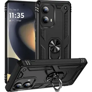 For Motorola Moto Edge 2024 Case, For Moto Edge 2024 [Military-Grade] Heavy Duty Protective Armor,With Magnetic Kickstand Mount Holder Phone Case Black