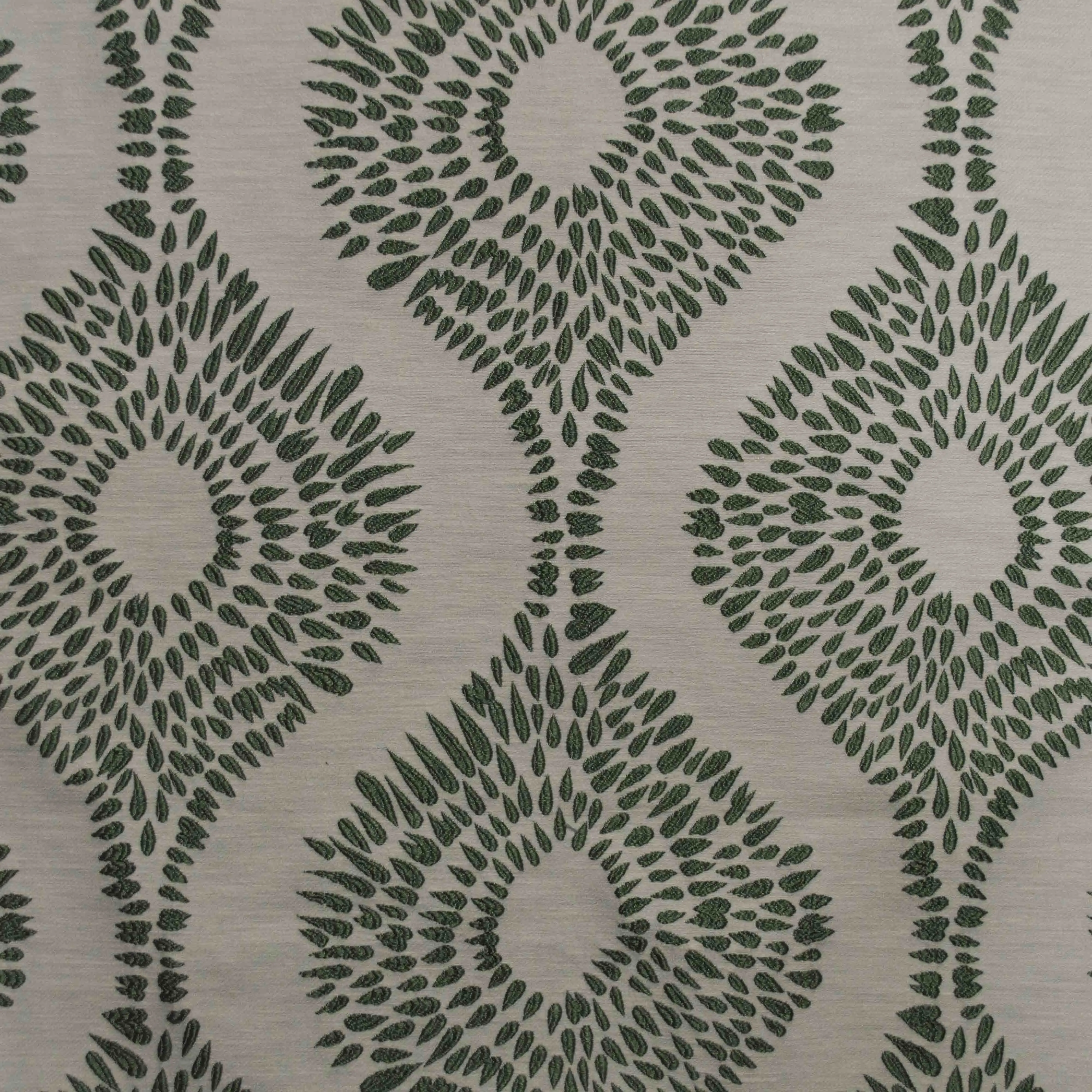 Kelly Green & Beige Embroidery Fabric—Poly Cotton Blend—54" Wide