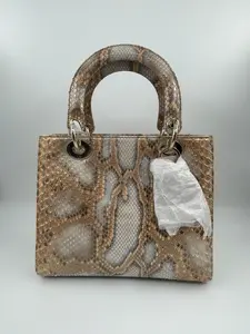 Pre-owned Dior LEATHER Shoulder Bags Christian Lady Tote Python Gold Hardware