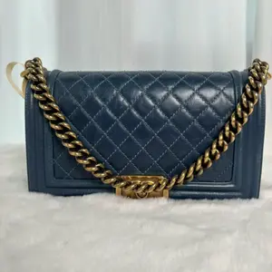 Pre-owned CHANEL Blue Boy Medium Bag 17 Stamp|20749295 WWL