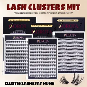 Gorota Press-On Lashes, 12mm 3D Self-Adhesive Cosmetic False Lashes - Flawless Thin Curly, No Glue Needed, Easy Attachment, 5-Second Quick Application, Reusable, Beginner-Friendly DIY Segmented Extensions for Natural Look