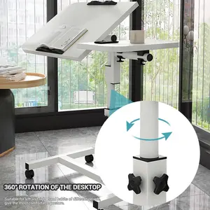 Height Adjustable Overbed Desk with Swivel Wheels – 23.6-37.4in Tall – Rolling Mobile Laptop Table for Hospital, Home Office, or Couch – Versatile Computer Stand