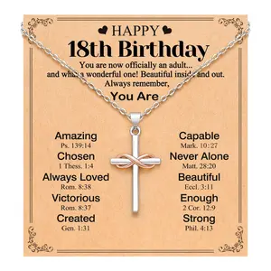 Eternal Faith Necklace for Women - Rose Gold Infinity Cross Pendant, Perfect Birthday Blessing Gift