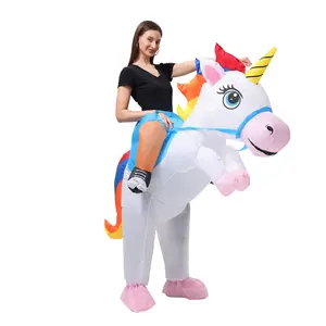 PTS Inflatable Ride On Unicorn Costume for Adult, Funny Blow up Inflatable costumes Halloween Costume Cosplay Party