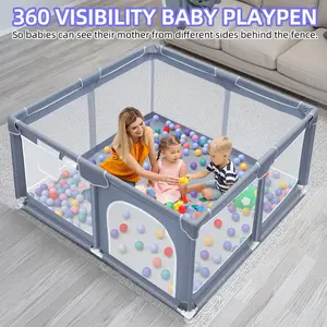 Spacious baby fence playpen, anti-fall clear mesh play area for home and daycare