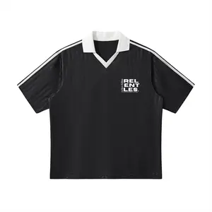 Contrast Collar Striped Soccer Jersey