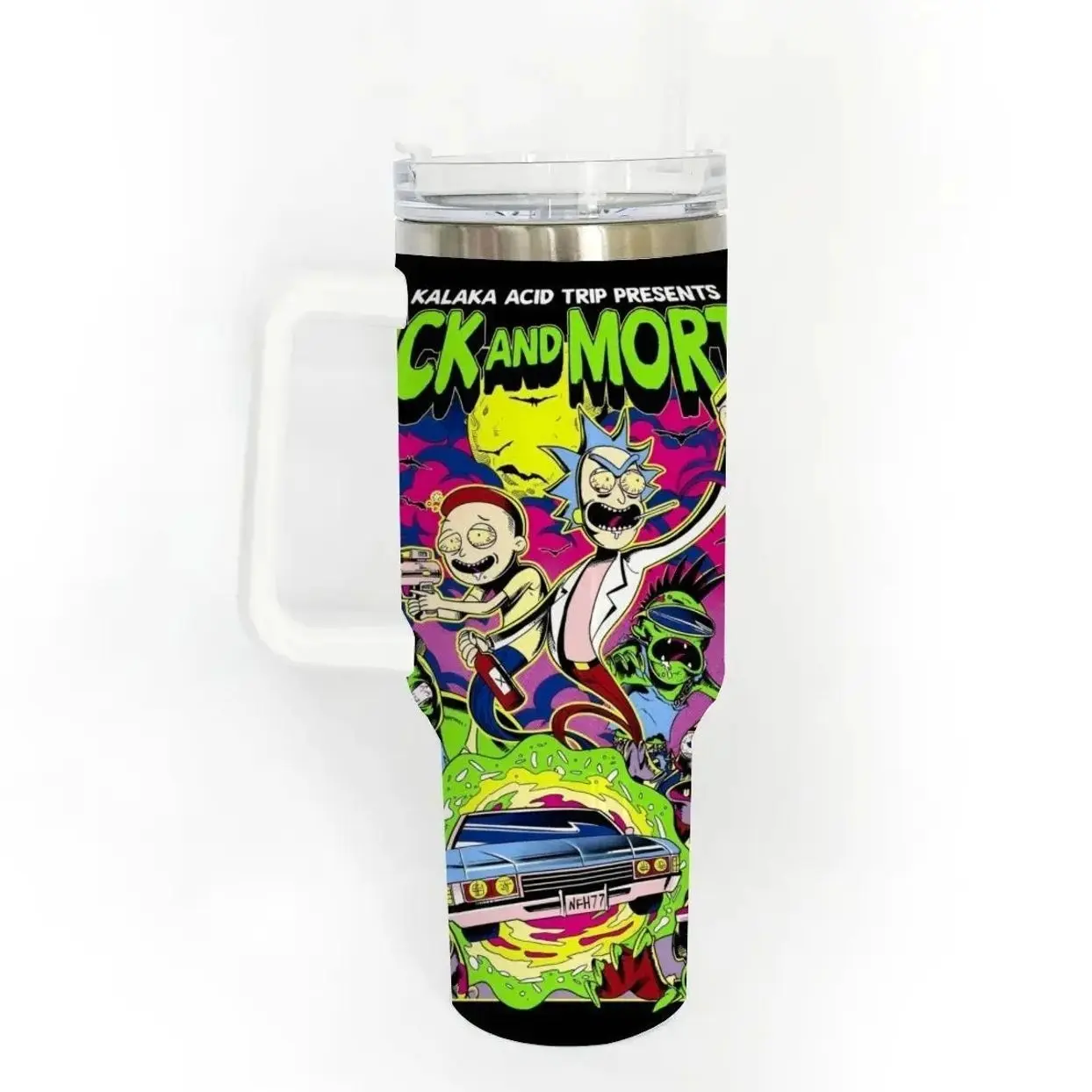 40oz Stainless Steel Tumbler, 1 Count Rick And Morty Pattern Insulated Water Bottle, Stainless Steel Thermos, Stainless Steel Flask, Drinking Cup for Home Office School