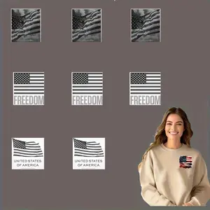 100 Pcs US Flag Stickers Patriotic DTF Printing Easy to Apply Red White Blue for Clothes Accessories Independence Day Decor