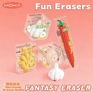 Cute Food Shape Eraser Set, Chili Pepper Egg Garlic Ginger Design, Fun School Supplies Gift