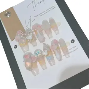 M18 Haruhi Oil Painting Touch Butterfly removable nails by hand pressing on nails Multicolor party press Elegant Design