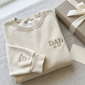 Custom Embroidered Dad Est Sweatshirt With Kids Names on Sleeve, Personalized Dad Gift, Gift For New Dad, Father's Day Gift, Dad To Be Gift