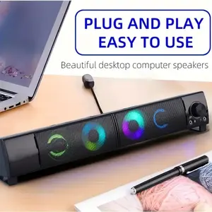 2-in-1 Dual Speakers Computer Speakers with RGB LED, 5.0 Stereo HIFI Subwoofer, USB Bluetooth Speakers Not Waterproof    Audio Smartphone