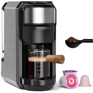 3-in-1 for  Capsule & K-Cup Pods & Ground Coffee Multi Coffee Maker Single Serve, 19Bar Programmable - Brewing Espresso Machine, 20oz Removable Water , 1450W  Heat