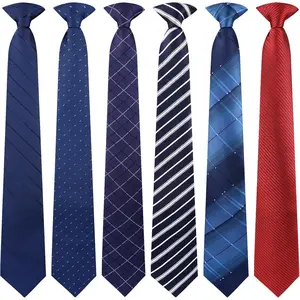 ONESING 6 Pcs Clip on Ties for Men 20 Inch Mens Clip on Tie Plaid Striped Dots Pre Tied Necktie for Office School Party