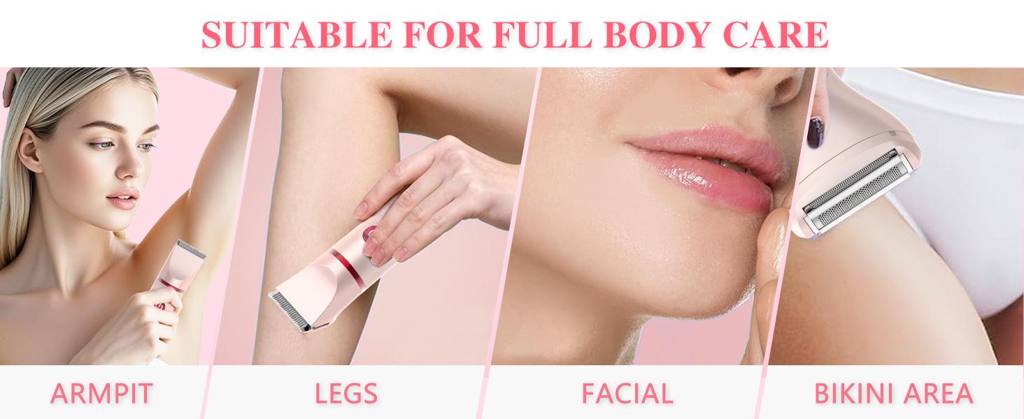 Bikini Trimmer for Women, Electric Razor for Pubic Hair 3-in-1, Bikini Shaver for Legs Body Hair, Womens Electric Razor IPX6 Waterproof, Gifts for Women