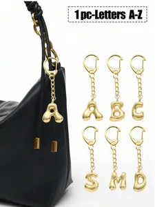 Cute Letter Pendant Necklace Charm, Lucky Crystal Pendant, Alphabet A-Z, Shiny Alloy Bag & Backpack Hanging Accessory, Fashion Alphabet Pendant
