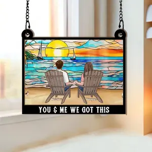 You & Me We Got This Window Hanging Suncatcher for Couples, Personalized Wedding Anniversary Gift, Keepsake, Anniversary Gift For Him, Her