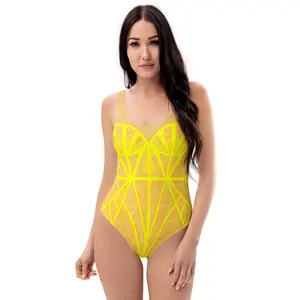 Yellow Lace Summer One-Piece Swimsuit