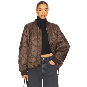 AGOLDE Isla Quilted Jacket in Bourbon