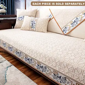 Chenille Embroidered Sofa Cushion, 100% Polyester, Pet-Friendly, Fits Single, 2, 3, 4 Seat Sofas, Living Room, Bedroom, Office, All Seasons