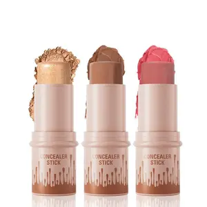 HelloKiss 3 Pack Makeup Stick Set Highlighter Contour & Blush Trio Long Lasting Waterproof Concealer Pen Kit for Natural Face Sculpting & Glow