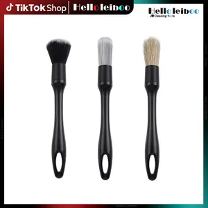 【LEIBOO】Car Valeting Kit 3 Counts Set, Soft Professional Portable Brush for Car Interior Cleaning Dust Removal, Cleaning wash Brush Set - Cleaning Supplie