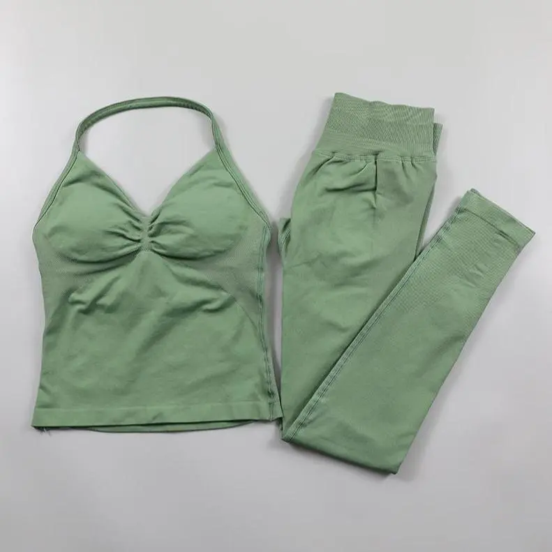 Women's DF Impact 2-Piece Seamless Strappy Bra & Short Set - Booty-Lifting Gym Outfit for Summer Sports & Fitness Yoga