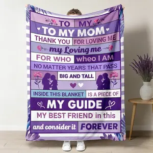 Letter Print Soft Blanket, Air-Conditioned Room Blanket, Warm Nap Blanket For Home Office Travel Camping, Gift For Mom, Bedroom Refresh Decor 50"x60"