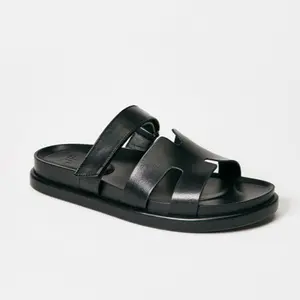 JUSTFAB Women's Flat Slide Sandal Open Toe Velcro Closure Faux Leather Summer Shoes for Everyday Wear & Casual Outings Girl