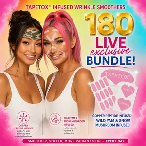 Live Exclusive! 180 Tapes Infused wrinkle smoothers, bundle, TapeTox, Heart shape K-beauty, Japanese face tape, vegan face tape, cruelty-free, over 40 beauty, clean beauty, anti-aging, elevens, crows feet, smile lines, forehead lines, frown lines
