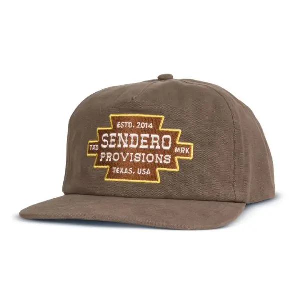 Sendero Provisions Co. Presidio Hat Brown Unstructured 5-Panel Unisex Brushed Canvas Embroidered Patch Pop-Up Mesh Snapback Hat