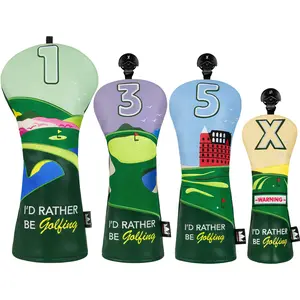 Craftsman Golf Course-Themed Wood Headcovers for 1, 3, 5, X, Durable Protection with Stylish Design