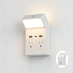 Wall Outlet Extender with Night Light & USB Fast Charging | 4 AC Outlets + 2 USB-A + 1 USB-C | Dimmable Night Light for Bedroom, Bathroom, Hallway