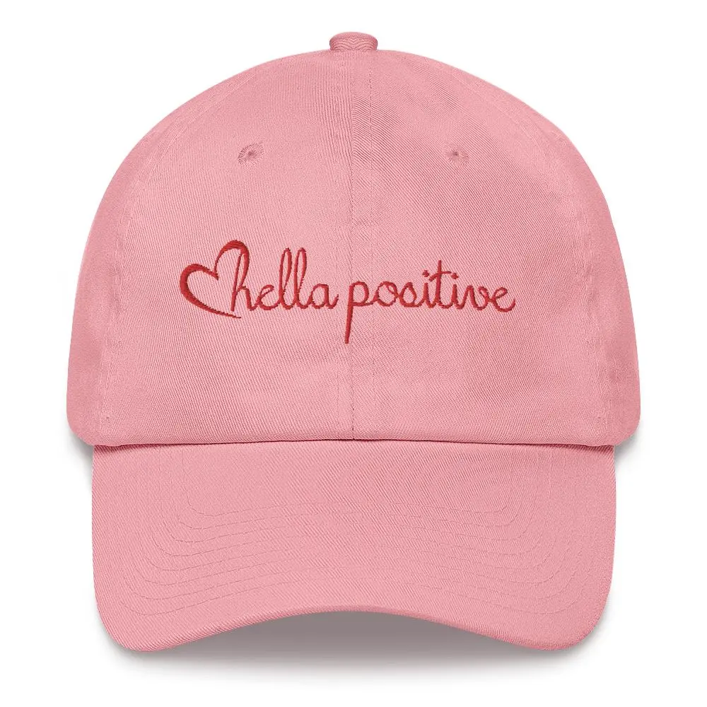 Love Hella Positive Dad Hat Pink and Red
