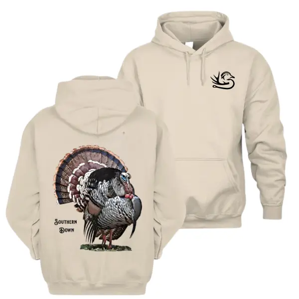 Wild Turkey Hunting Hoodie – Realistic Gobbler Design, Fall Country Style, Thanksgiving Season Wear, TikTok Shop Store men  gifts fall  clothing Classic Menswear
