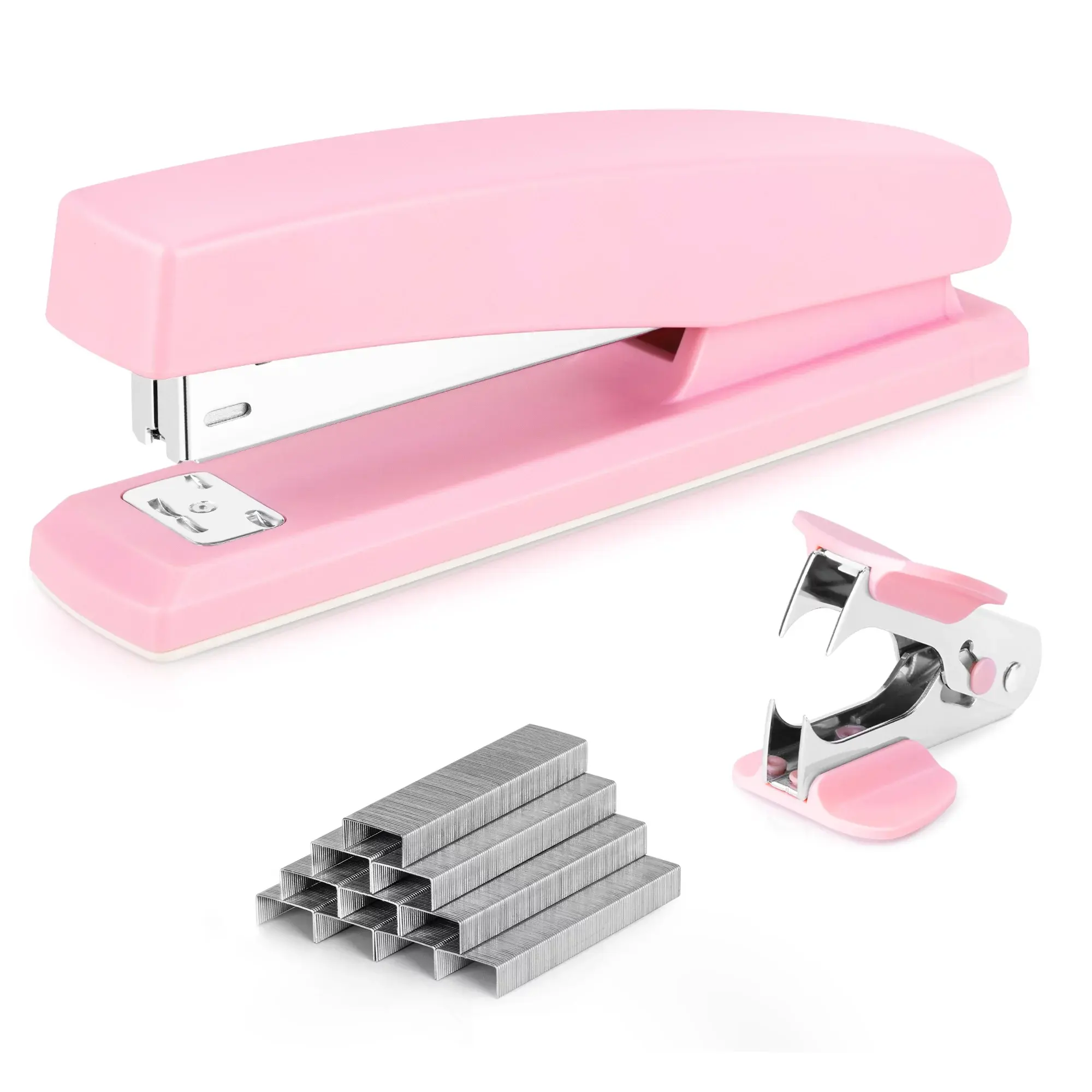 Deli Stapler, Desktop Stapler, Office Stapler, 20 Sheet Capacity, Includes 1000 Staples and Staple Remover, Pink deli