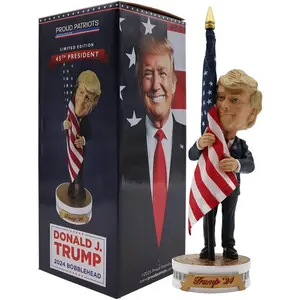 Proud Patriots Donald Trump Bobblehead | (Trump Holding American Flag - Cloth Flag Included) Proud Patriots