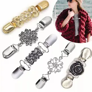 Vintage Pin Brooch Sweater Clips Set of 5 for Cardigan Sweater Shawl