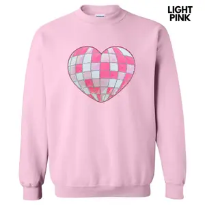 Disco Ball Heart Sequin Patch Sweatshirt