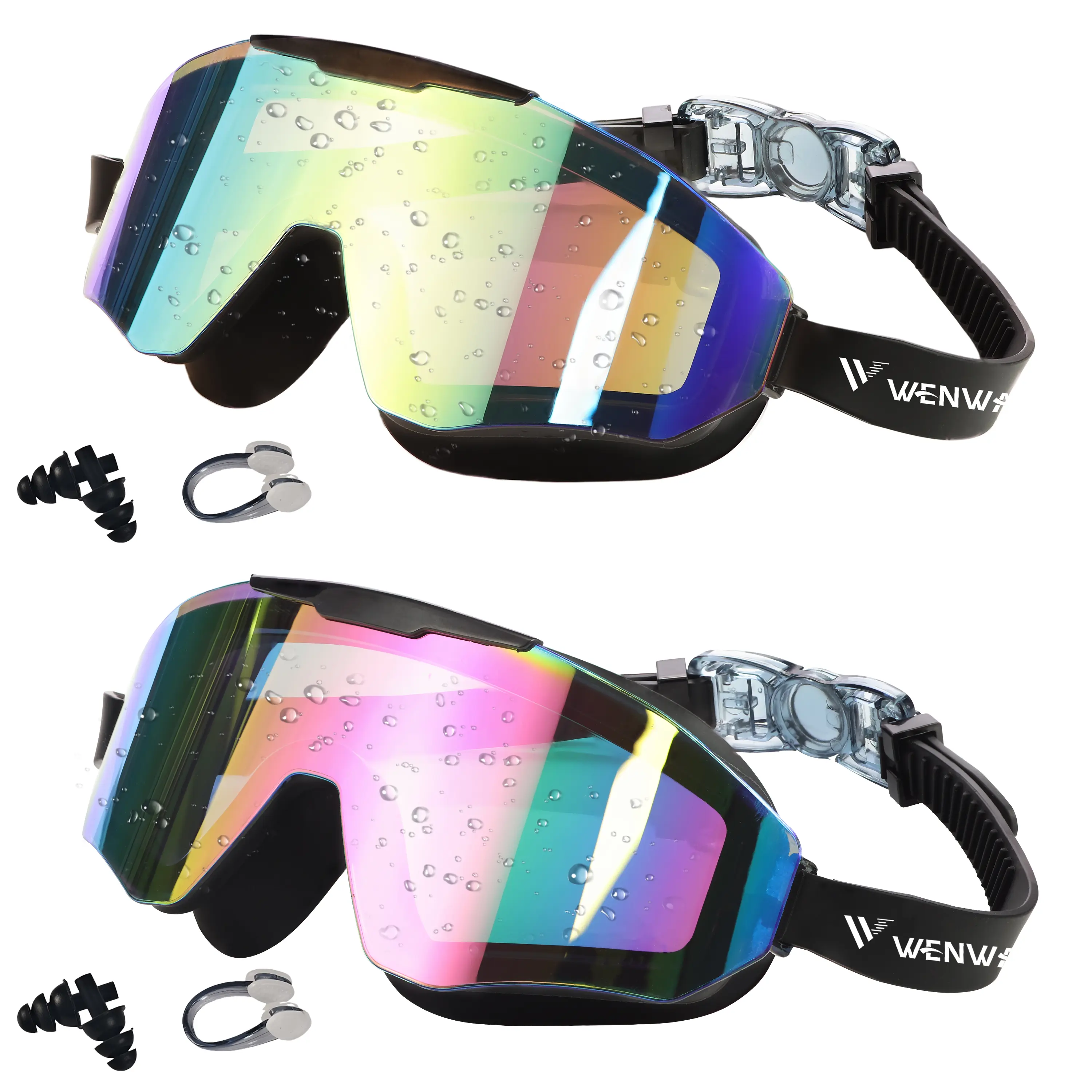Wenwasno Kids Swim Goggles 2-Pack, Swimming Accessories for 8+ Years Old Children & Adults, Waterproof, Anti-Fog, UV-Blocking Sports Eyewear
