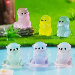 10/30/50Pcs Mini Resin Luminous Sea Otter Glow in The Dark Tiny Figures Luminous Mini Fairy Garden DIY Birthday Party Ornament Accessories Charms Party Favors Garden Gnome Statue