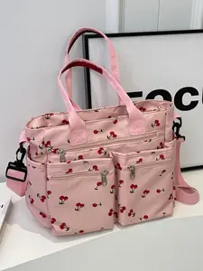 Cherry Pattern Tote Bag, Large Capacity Shoulder Bag for Women, Casual Trendy Versatile High-quality Daily Commuting Bag, Girl Fashionable Bag