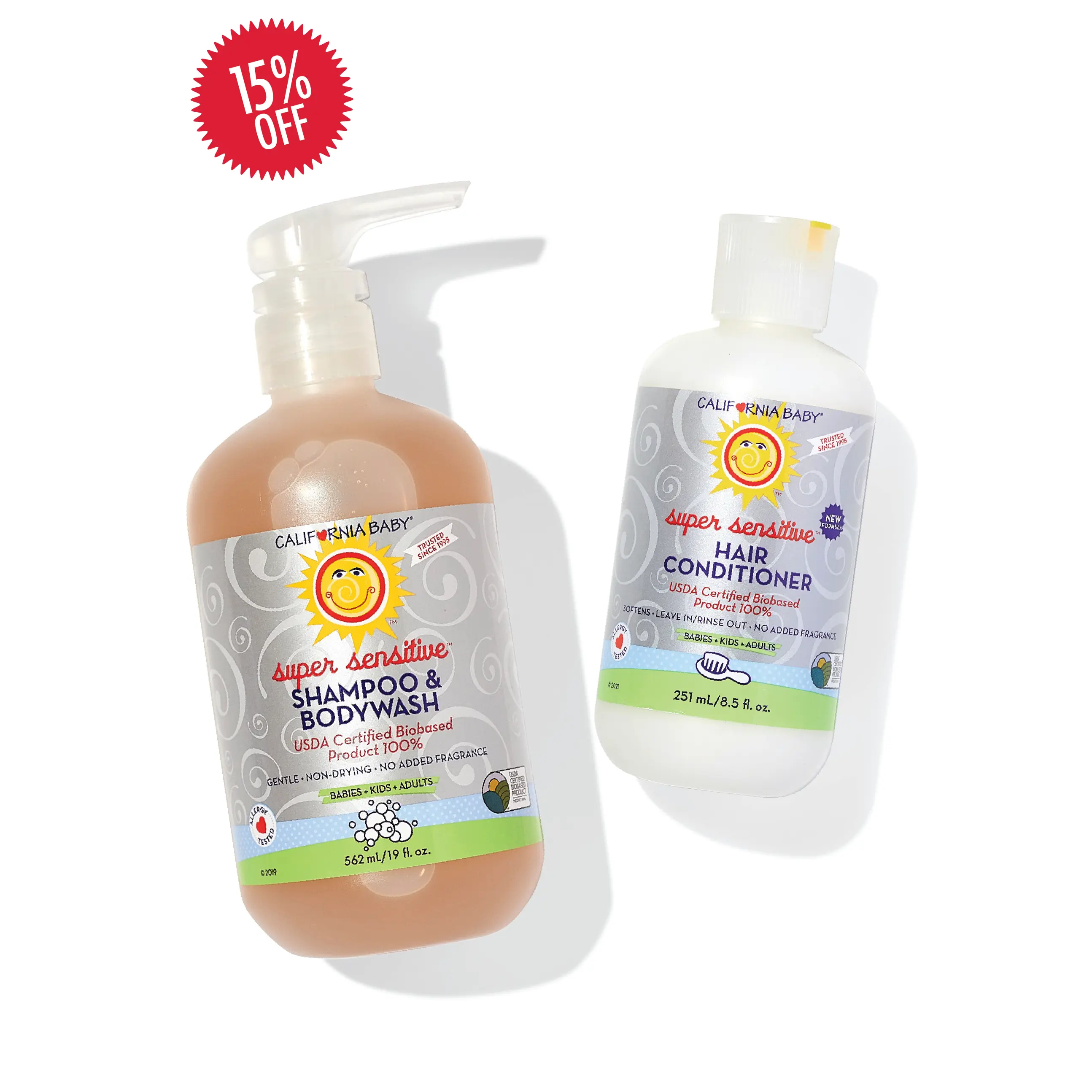 (No Fragrance) Super Sensitive™ Shampoo + Conditioner Bundle
