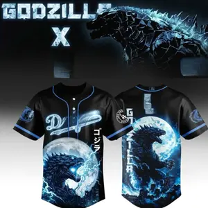 Godzilla Baseball Jersey – Kaiju Style Button-Up Shirt, Unique Merch for Fans, Trendy Streetwear Outfit, Best Gift for Baseball Lovers