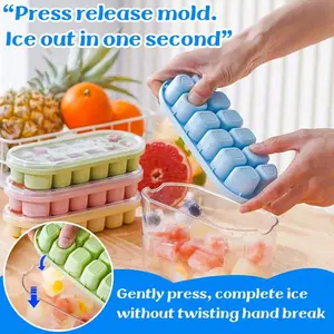 12-Grid Ice Mold, Overlappable Easy-Release Ice Tray, Large Capacity Household Ice Cube Tray with Lid, Ice Cubes Maker, Perfect Christmas Gifts